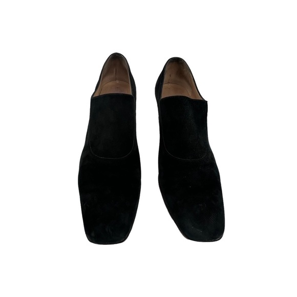 Salvatore Ferragamo Women’s Black Suede Square Toe Pump Heels Size 9 1/2 Narrow - Picture 3 of 9